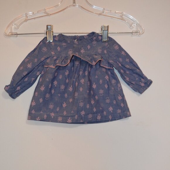 JUST ONE YOU (R) by CARTER'S Grey-Pink Prints Snaps-Back Sleeves Dress Baby 3M - Picture 1 of 5